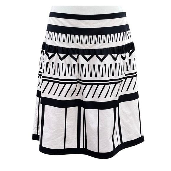 THE LIMITED Skirt Medium Black White Aztec Native Cotton Knee Length A Line Work - Picture 1 of 6